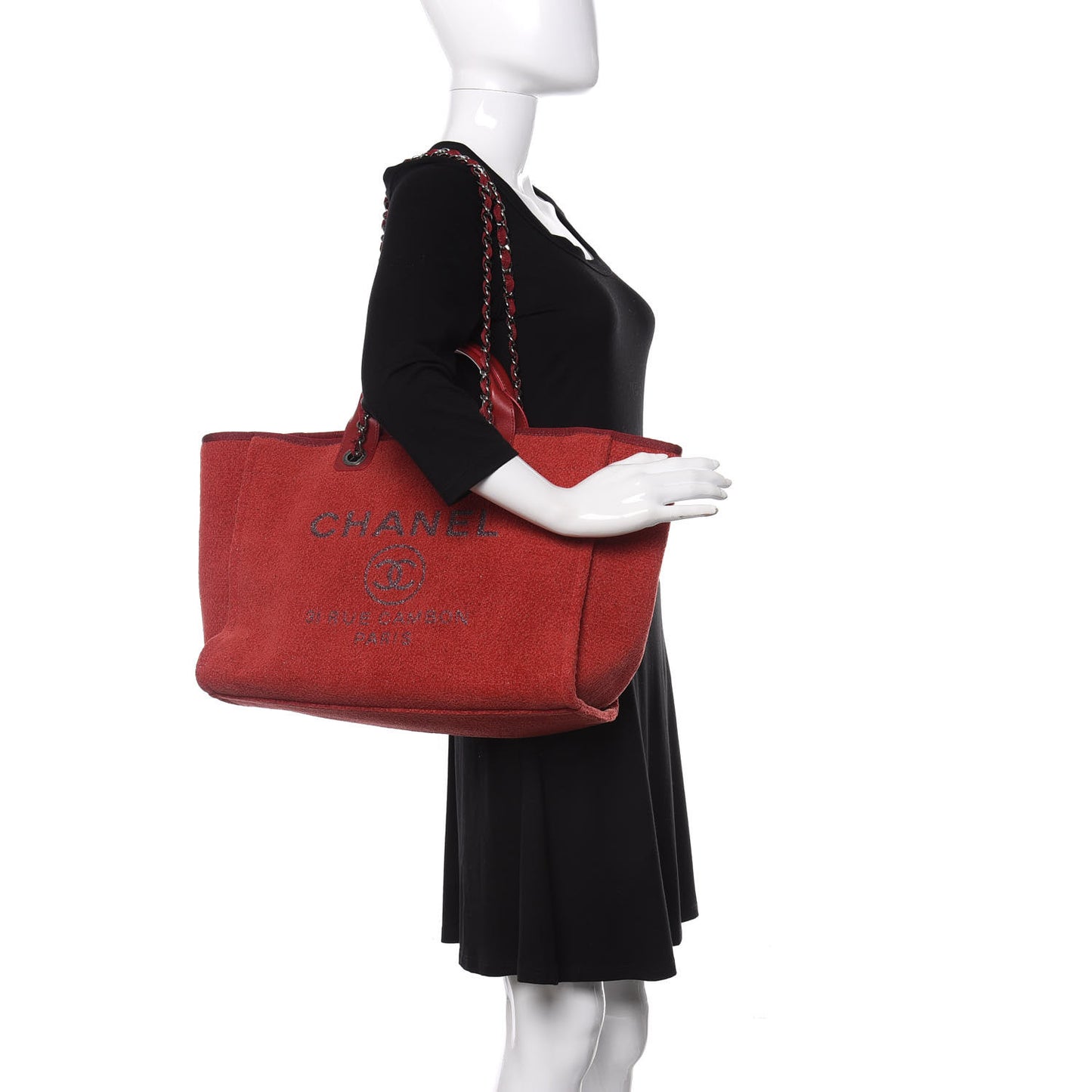Lurex Boucle Medium Deauville Tote Red