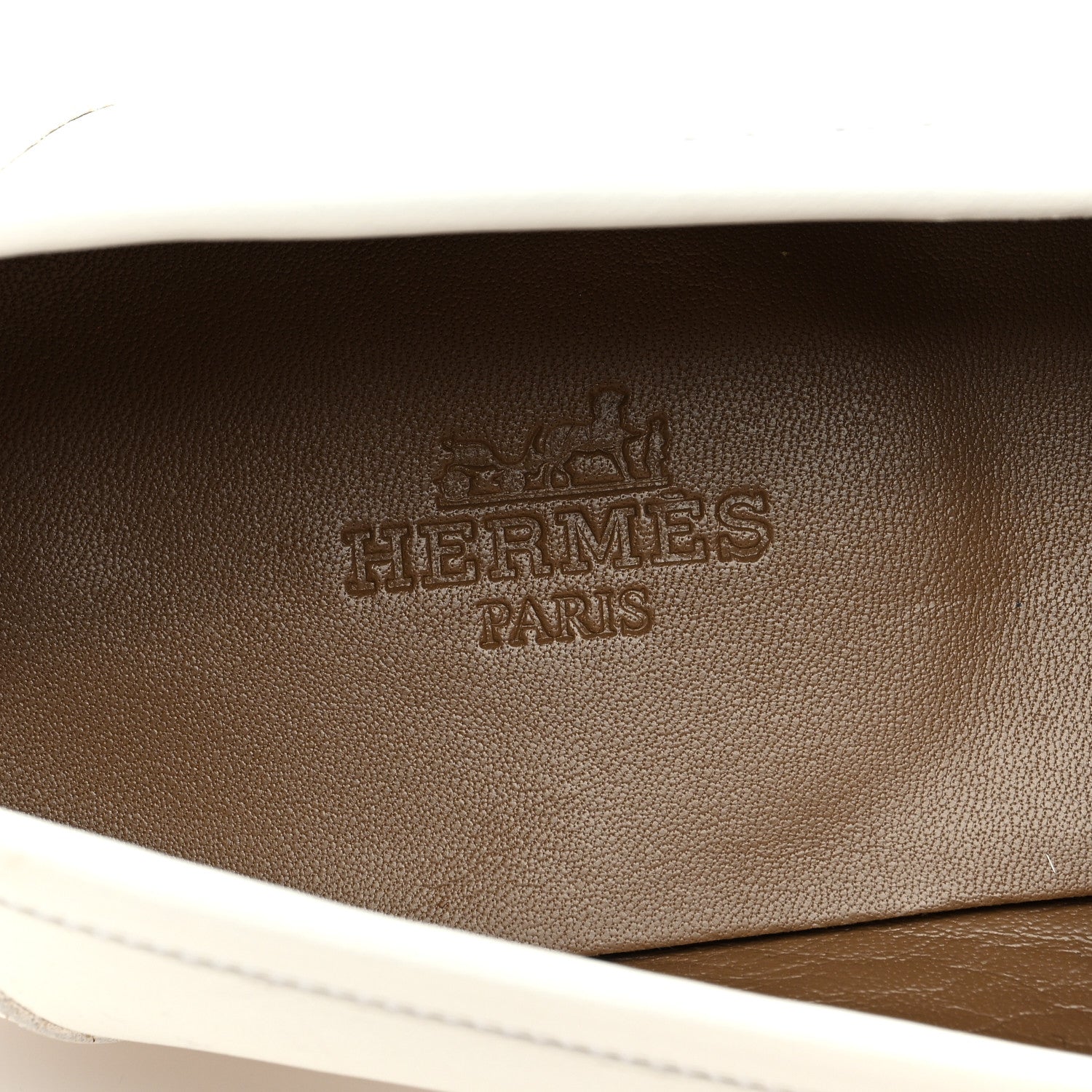 Hermes Calfskin Womens Royal Loafers 38 White 7 of 7