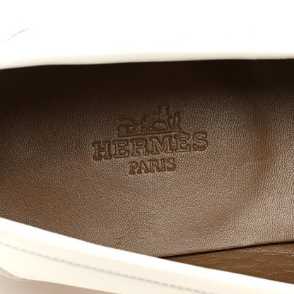 Hermes Calfskin Womens Royal Loafers 38 White 7 of 7