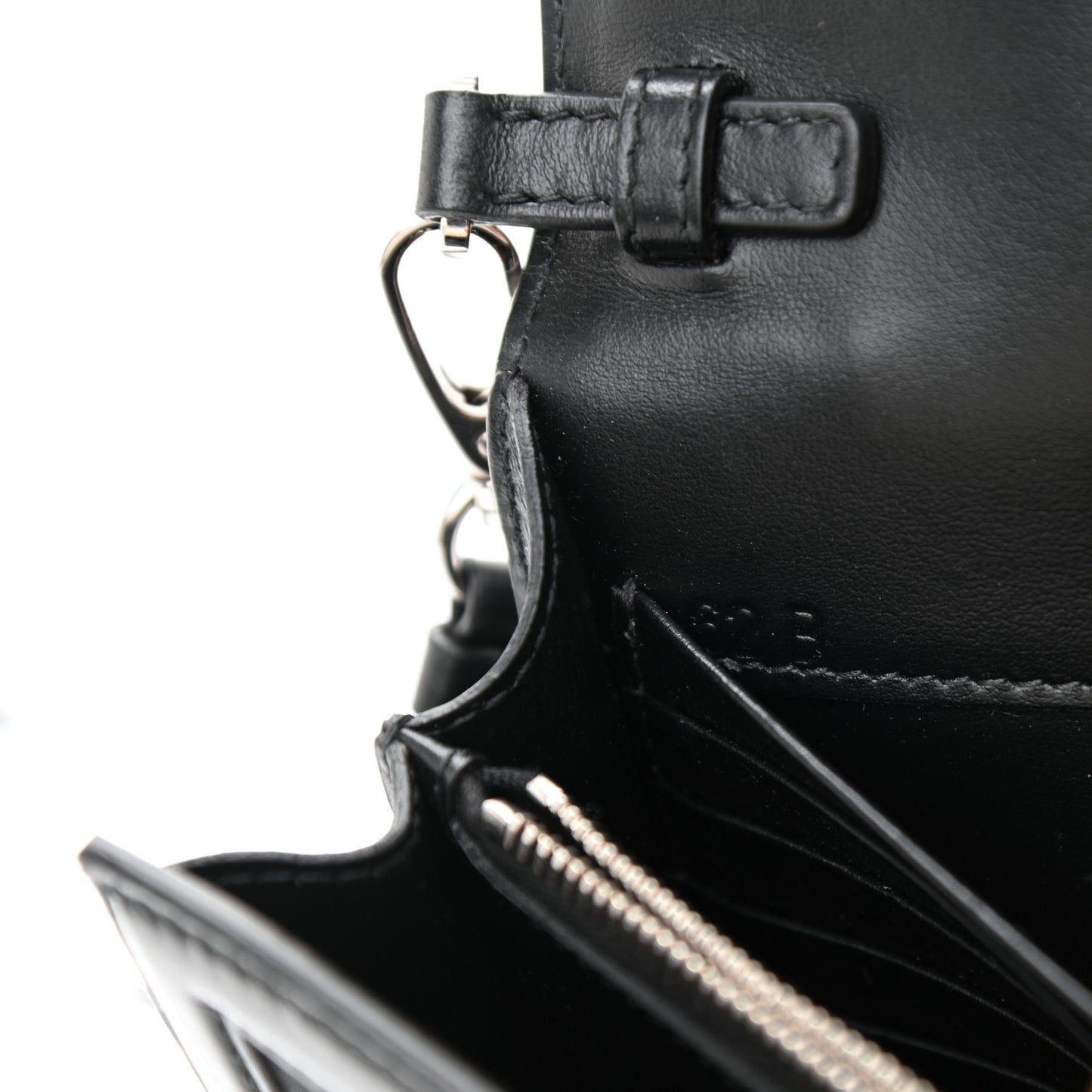 Tessuto Nylon Vitello Wallet on Strap Black