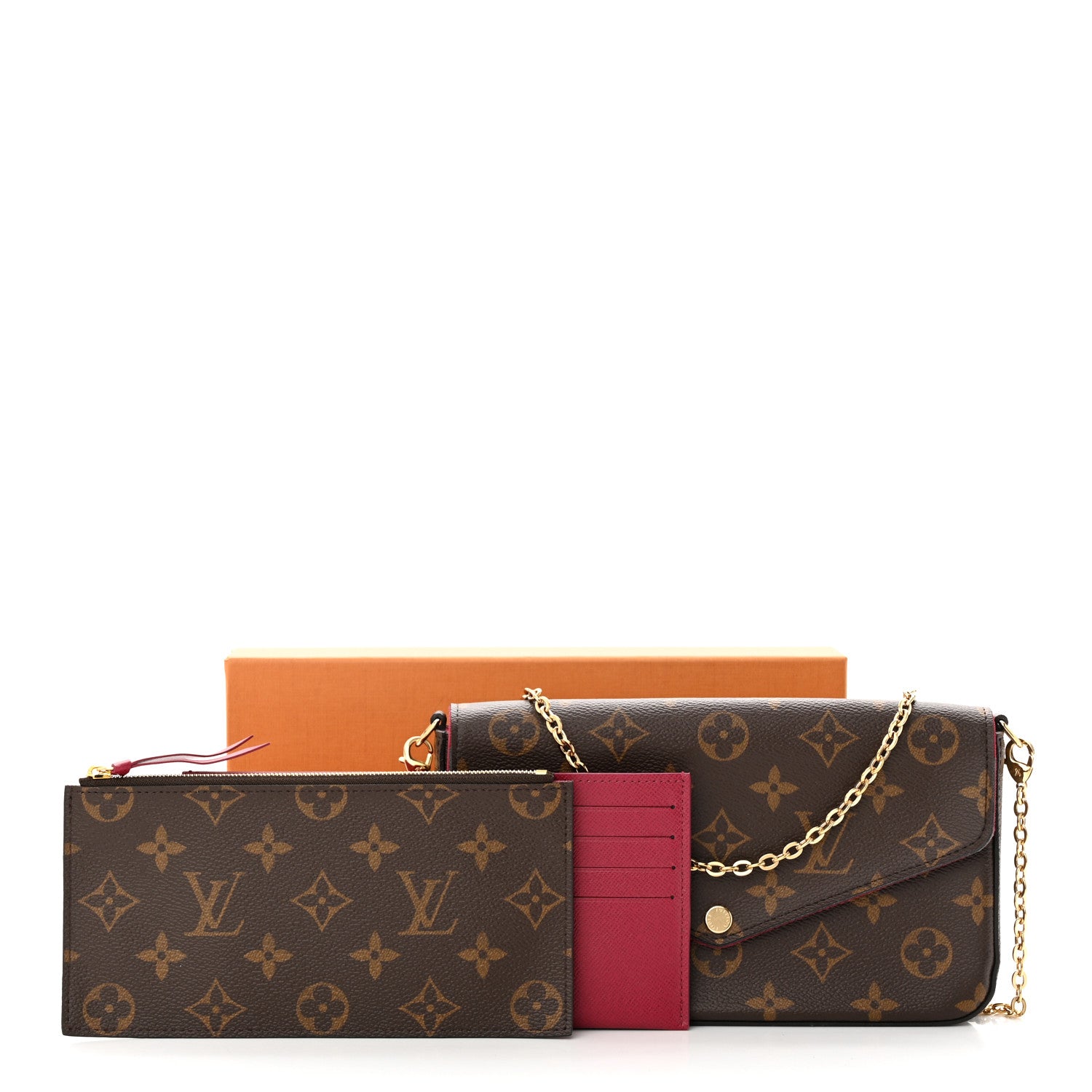 Louis Vuitton Monogram Pochette Felicie Chain Wallet Fuchsia 12 of 12