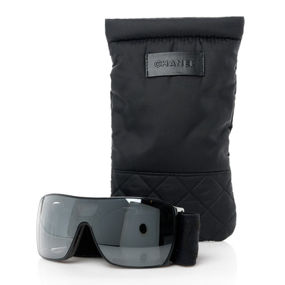 Chanel Acetate Technical Shield Sunglasses Black 6 of 6
