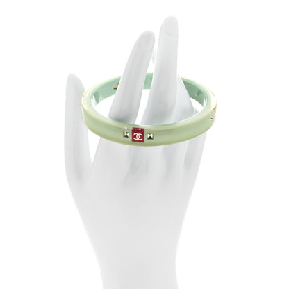 Chanel Resin Lucite CC Bangle Bracelet Green 2 of 4