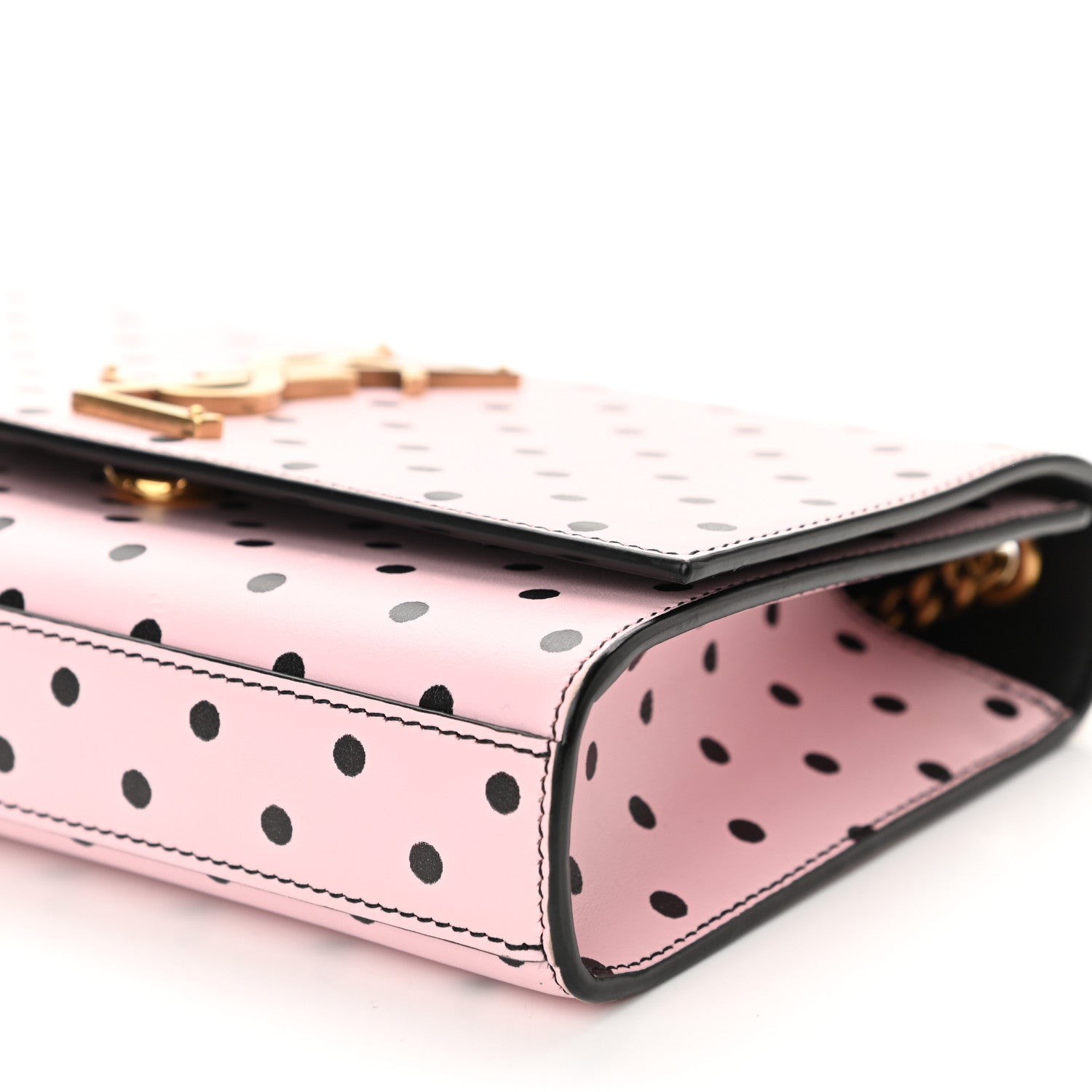 Saint Laurent Calfskin Polka Dot Small Monogram Kate Satchel Rose Black 9 of 10