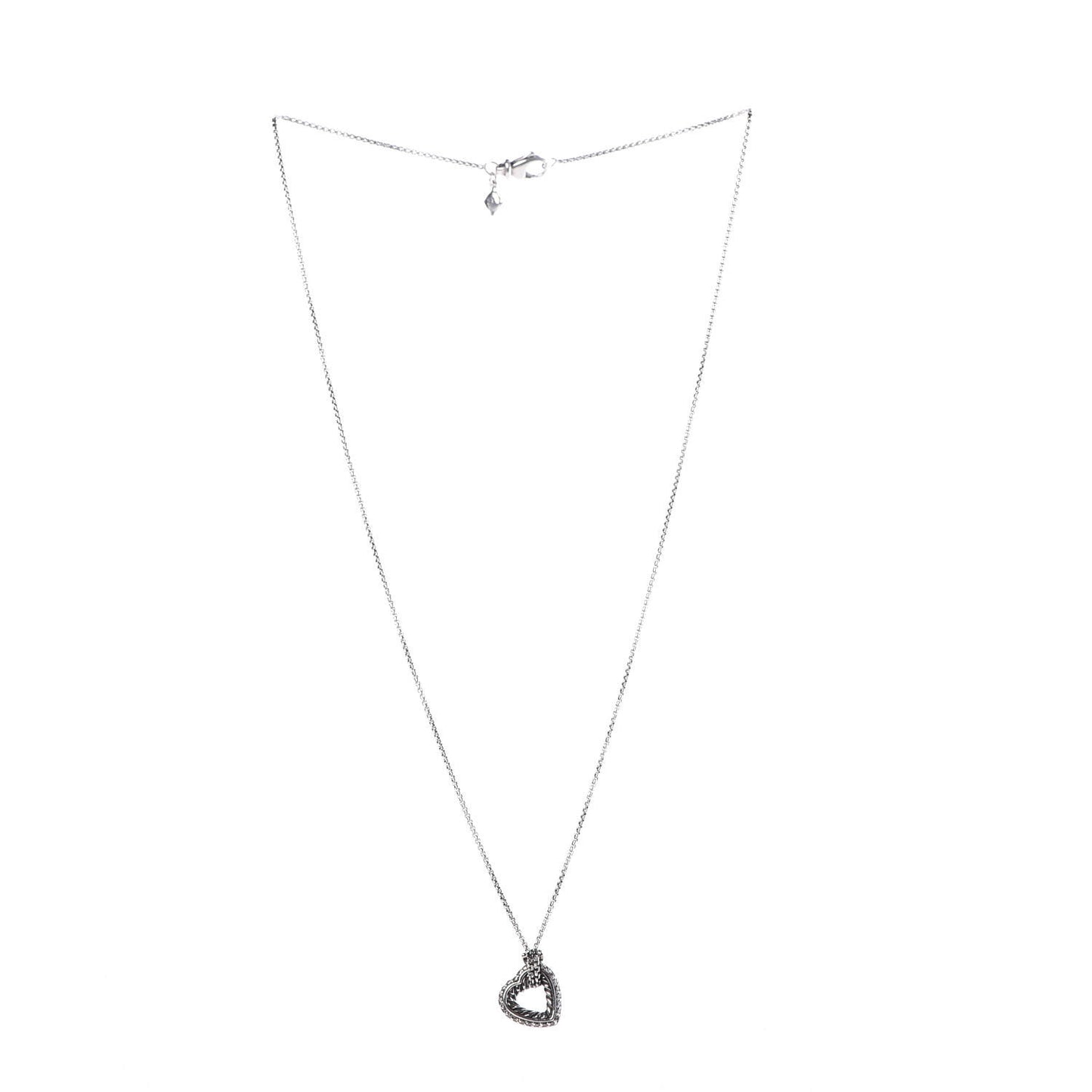 Sterling Silver Diamond Open Heart Cable Necklace