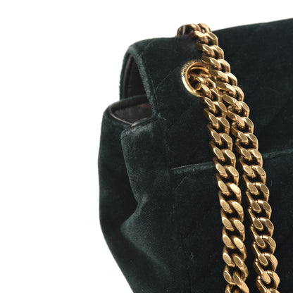 Saint Laurent Velvet Matelasse Chevron Medium Monogram Chain Bag New Dark Green 13 of 19