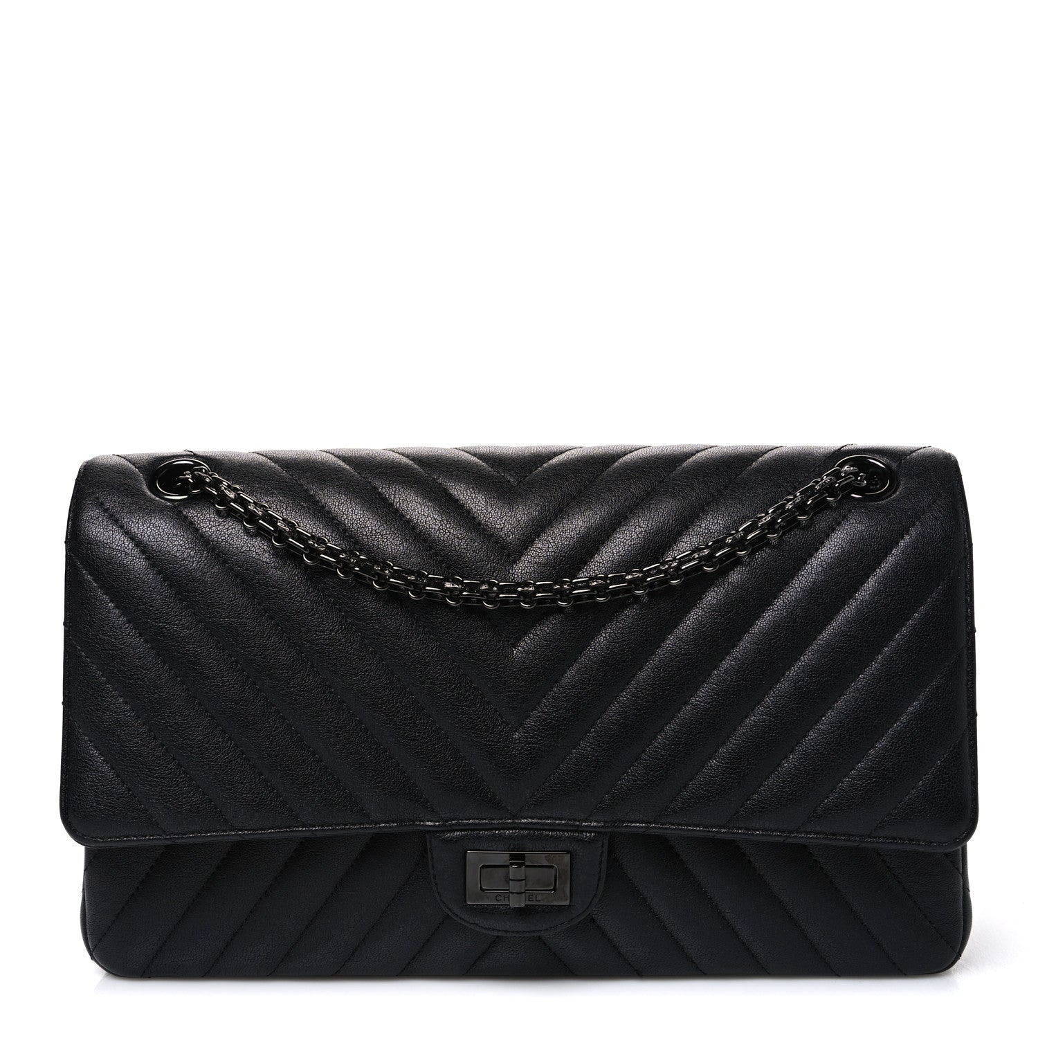Chanel Sheepskin Chevron Quilted 2.55 Reissue 226 Flap So Black 1 of 10