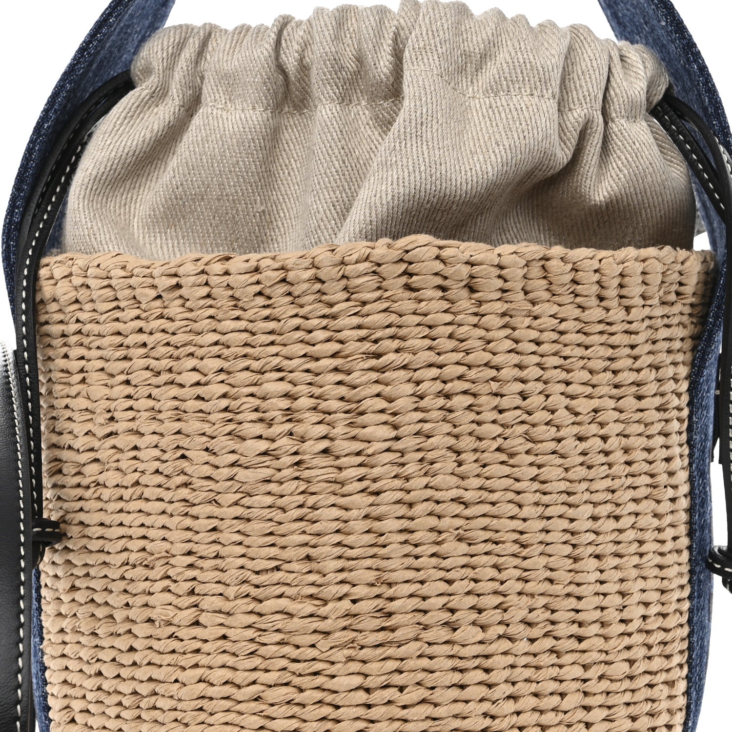 Chloe Raffia Calfskin Small Woody Basket Bag Navy 9 of 12