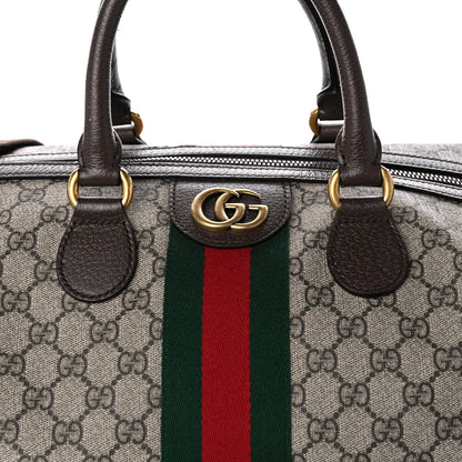 Gucci GG Supreme Monogram Textured Dollar Calfskin Web Large Savoy Duffle Bag Beige Ebony New Acero 7 of 10