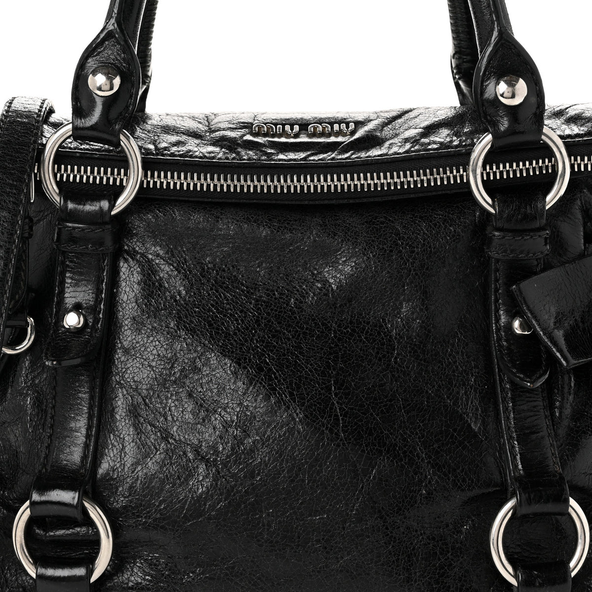 Miu Miu Vitello Lux Mini Bow Bag Black 7 of 10