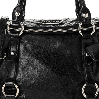 Miu Miu Vitello Lux Mini Bow Bag Black 7 of 10