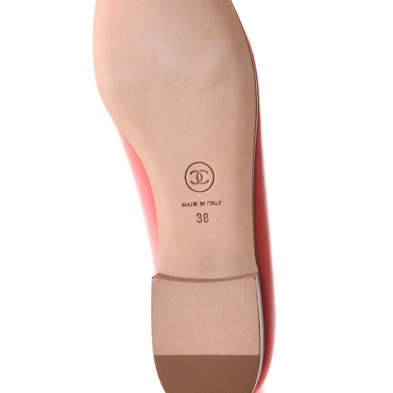 Chanel Lambskin Cap Toe CC Ballerina Flats 38 Coral 6 of 10