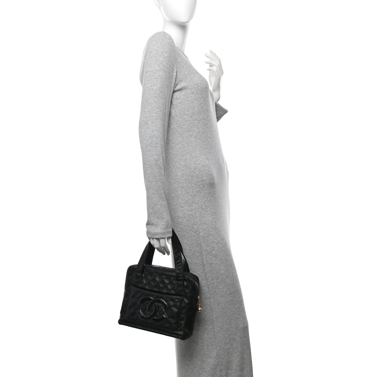 Lambskin Quilted CC Pocket Tote Black