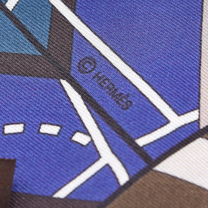 Hermes Silk Sport Twilly Jaune D’Or Bleu Nuit Brun 6 of 7