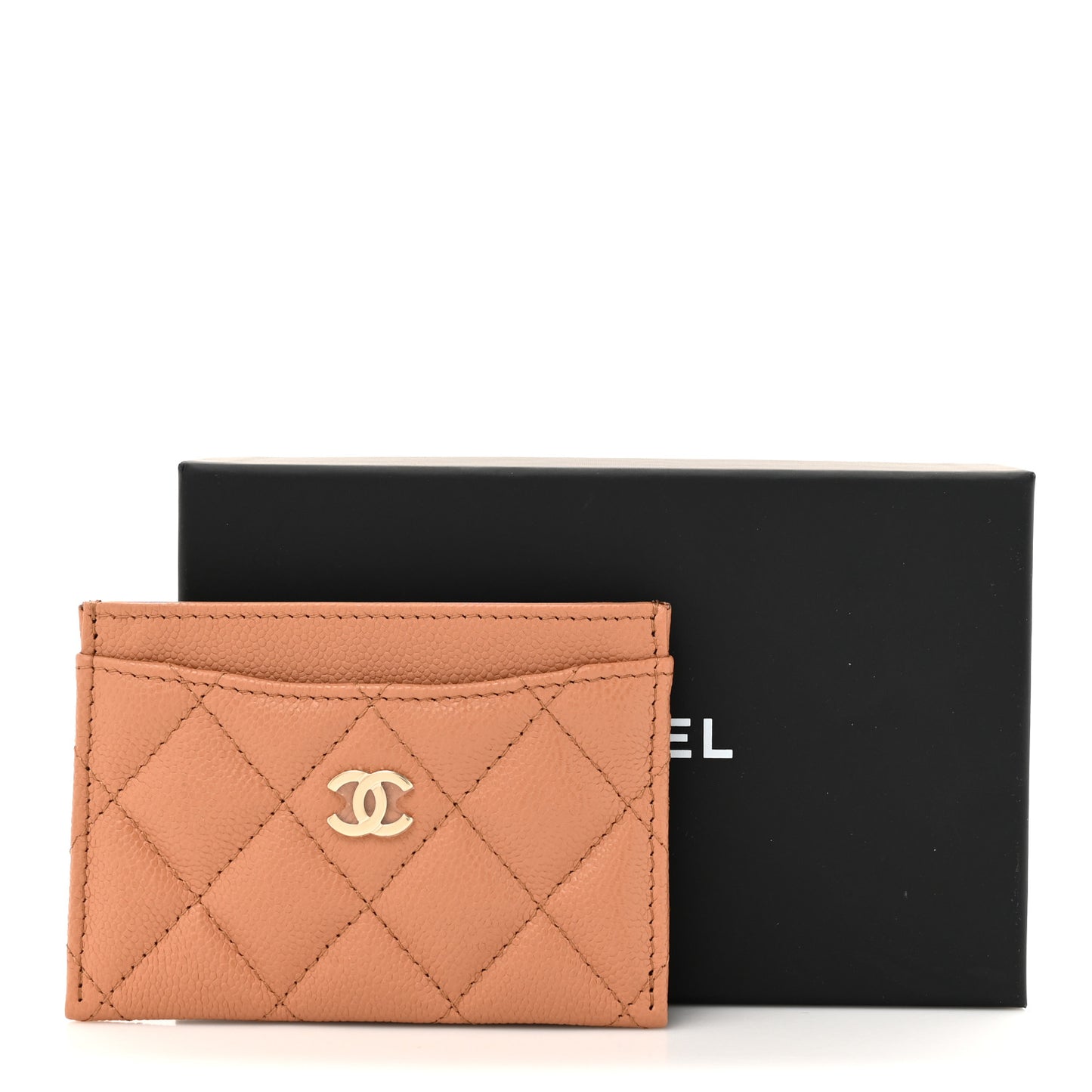 Caviar Quilted Card Holder Brown