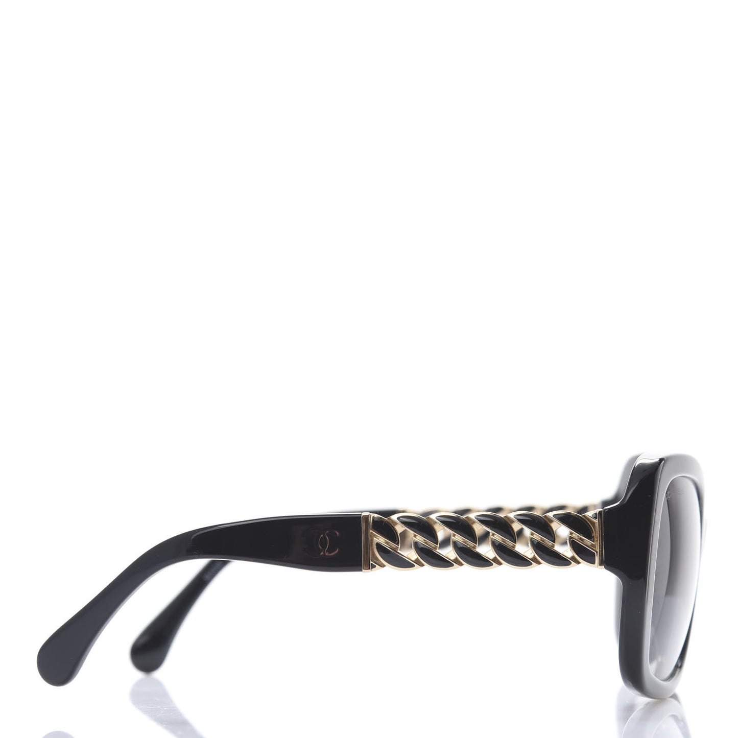 Acetate Metal Chain Square Sunglasses 5305 Black