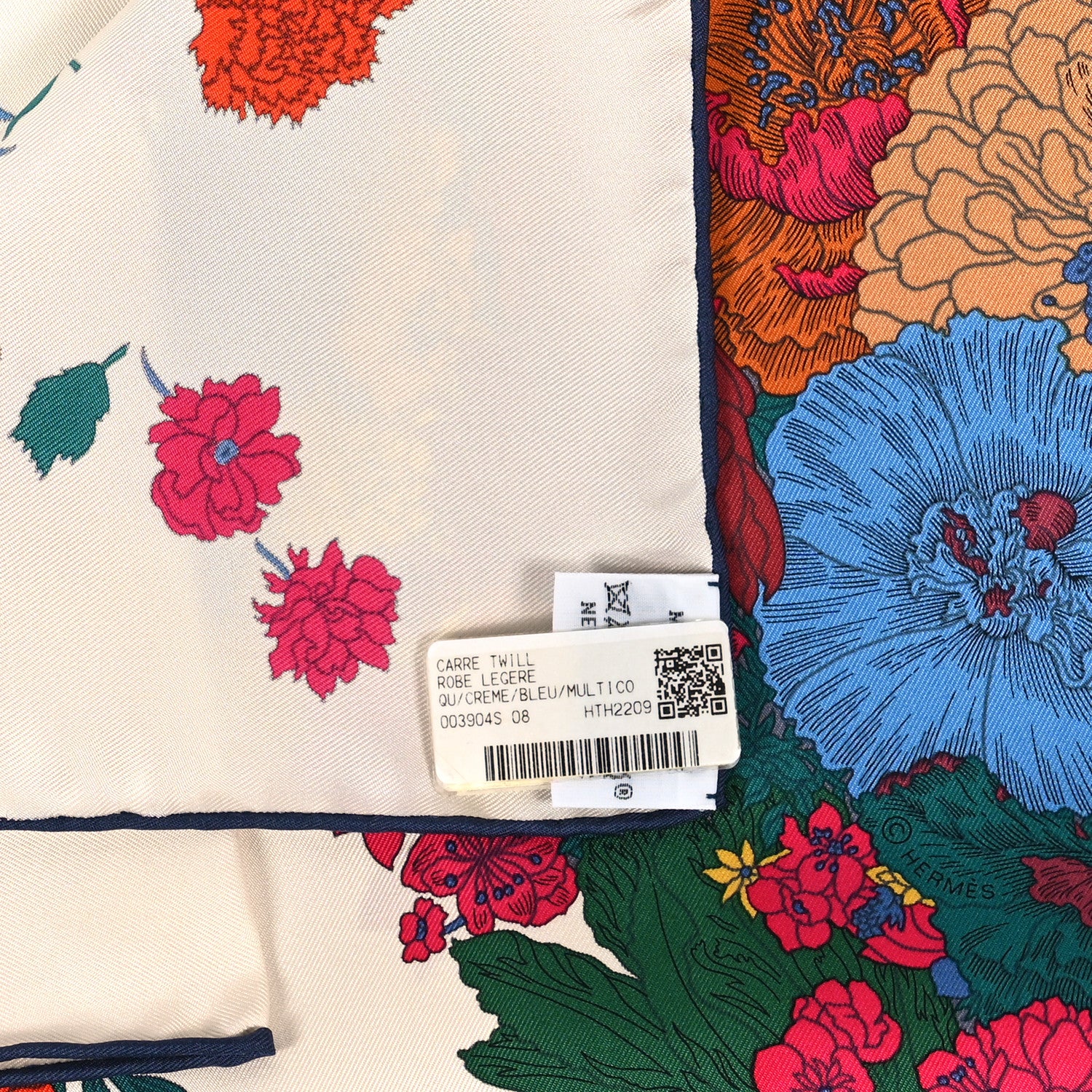Hermes Silk Robe Legere Scarf 90 Creme Bleu Multicolor 3 of 4