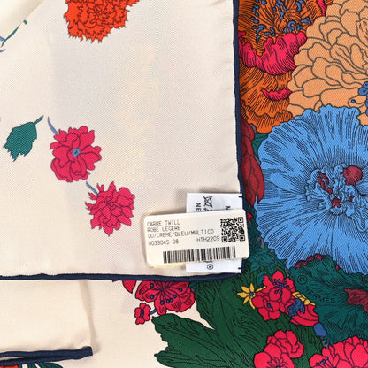 Hermes Silk Robe Legere Scarf 90 Creme Bleu Multicolor 3 of 4