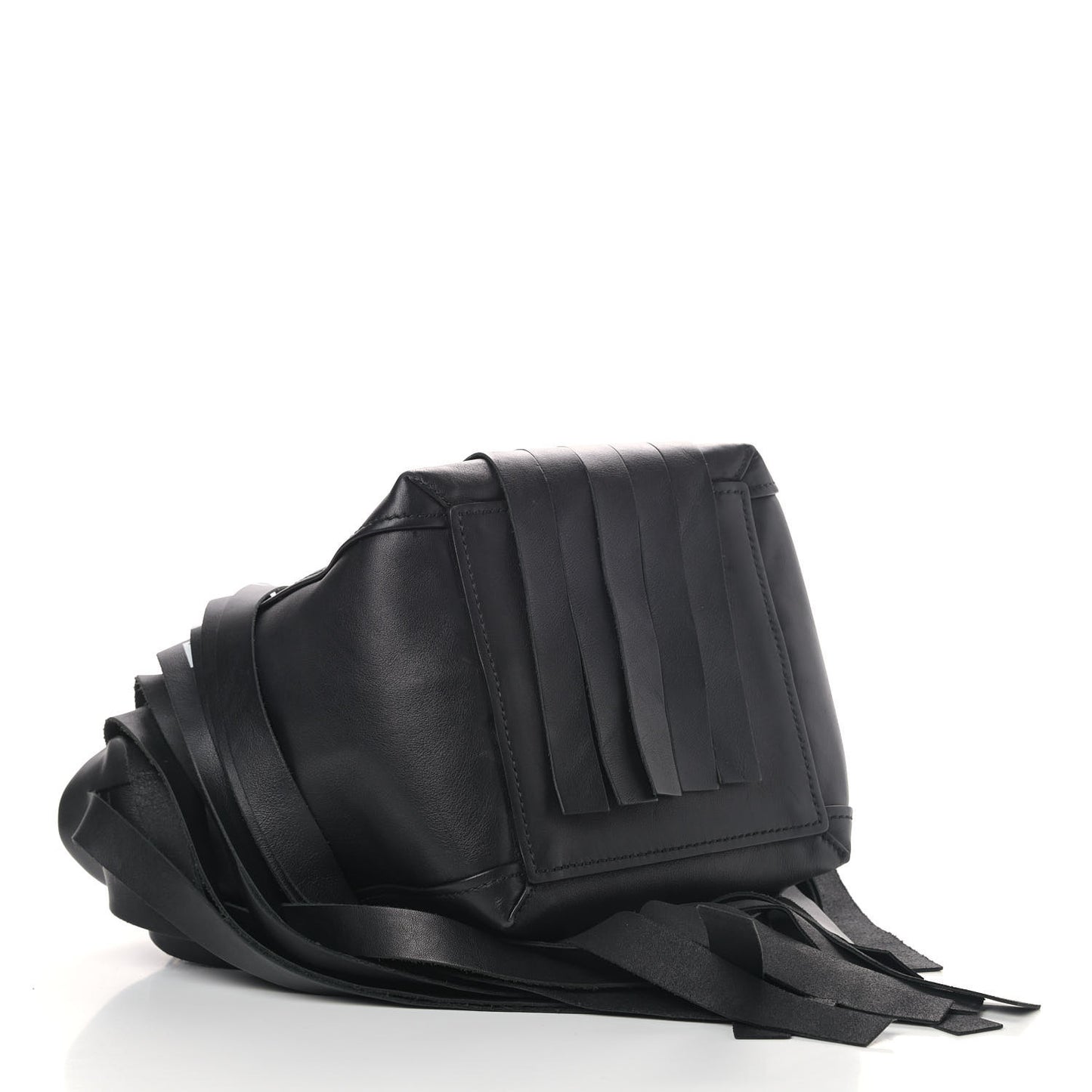 Calfskin XS Fringe Laundry Cabas Black