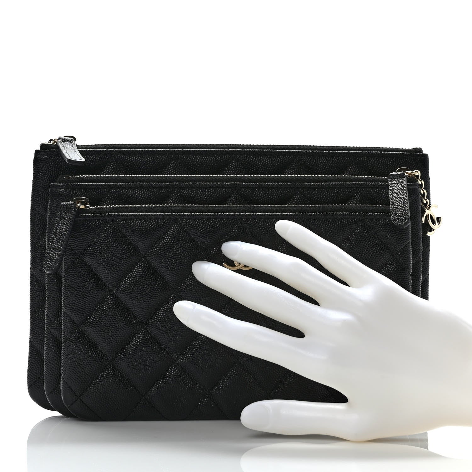 Chanel Caviar Trio Cosmetic Case Black 2 of 8