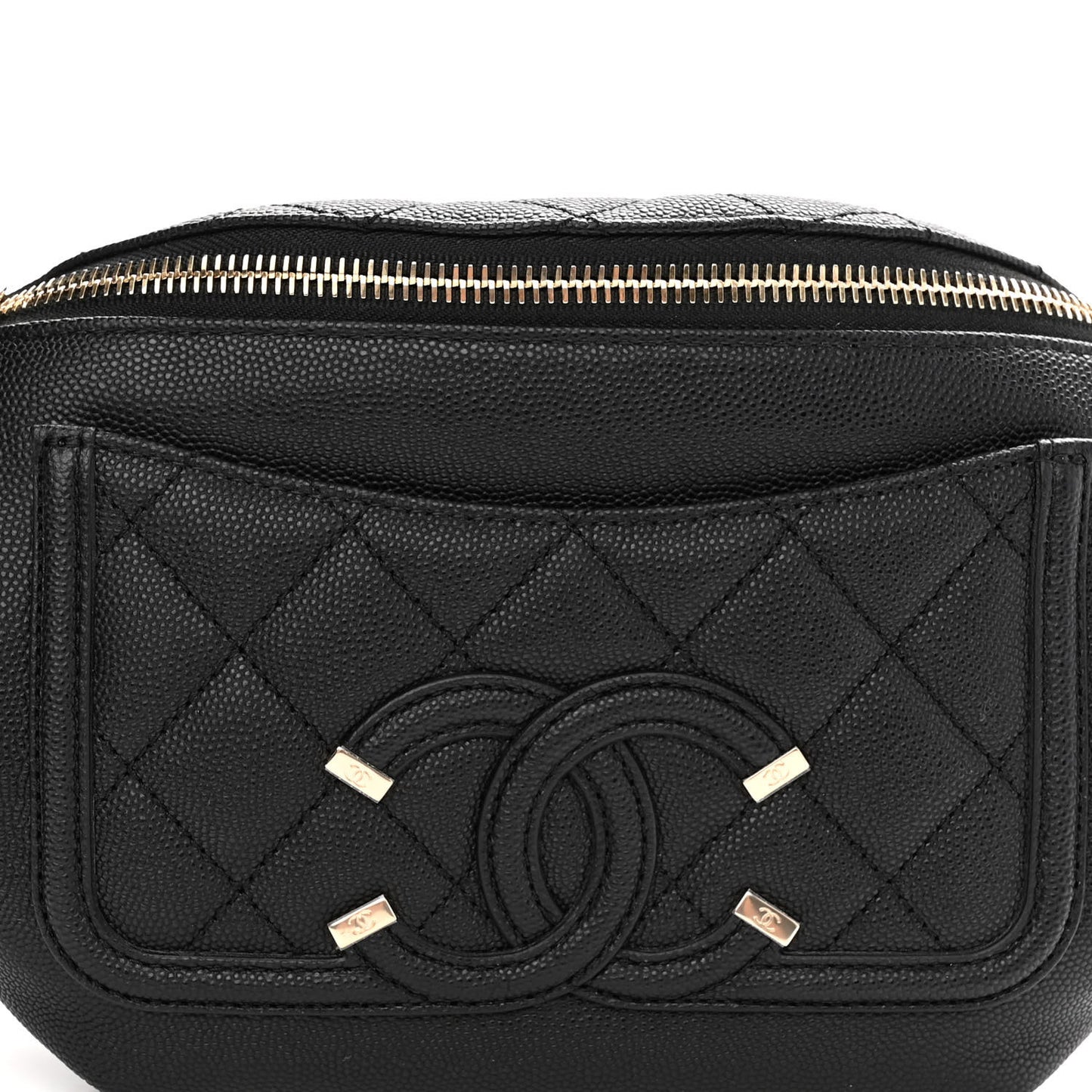 Caviar Quilted Filigree Waist Bag Black