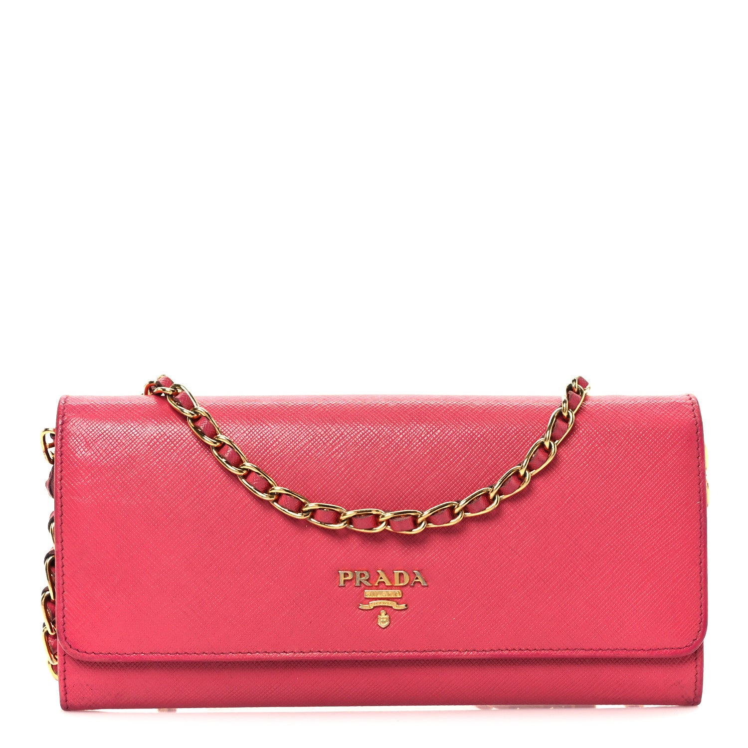 Prada Saffiano Wallet on Chain Peonia 1 of 17