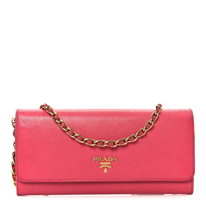 Prada Saffiano Wallet on Chain Peonia 1 of 17