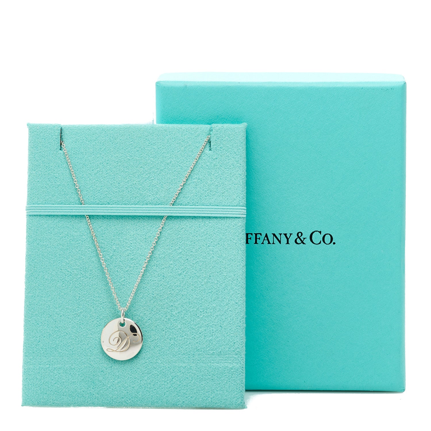 Tiffany Sterling Silver Letter D Disc Pendant Necklace 7 of 7