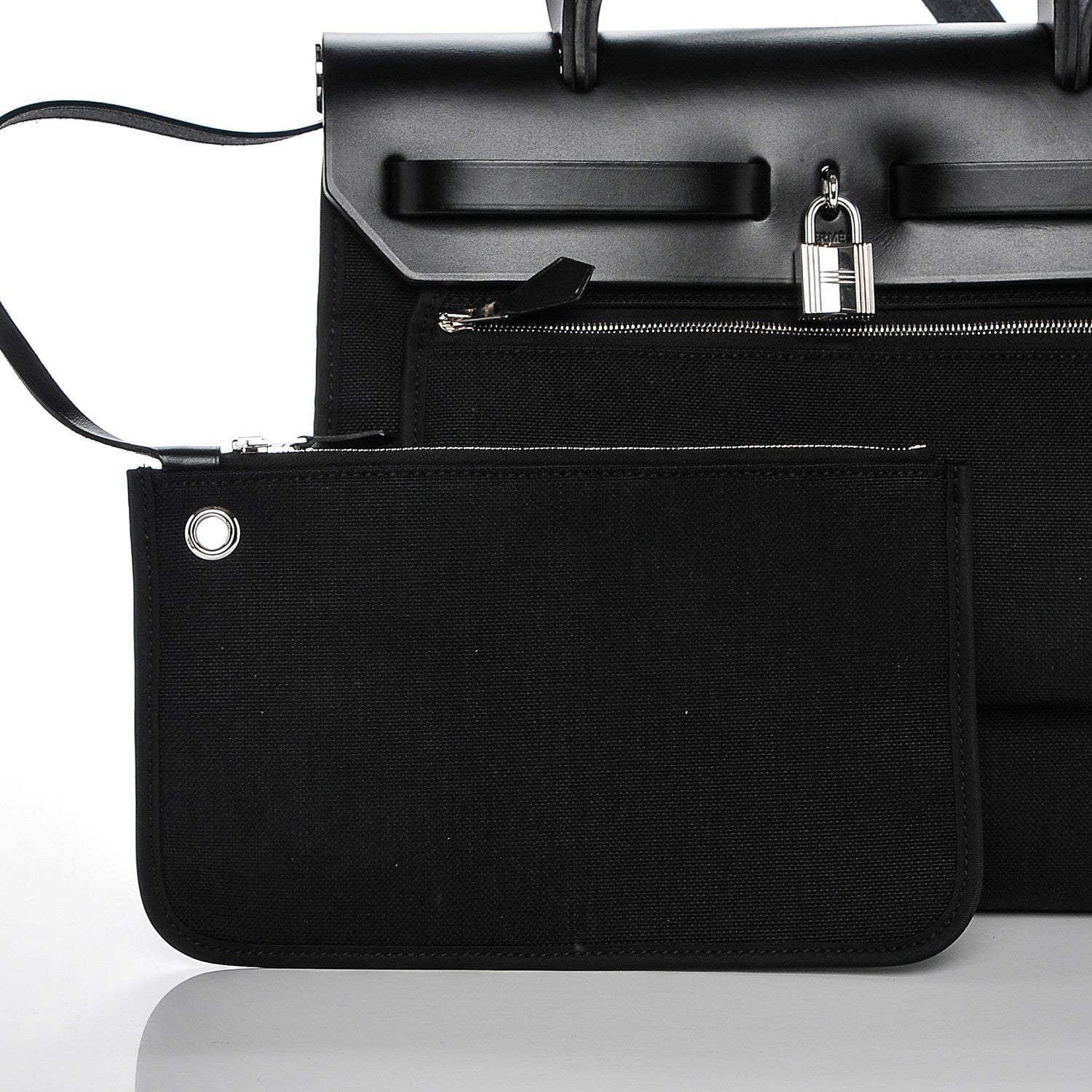 Hermes Military Toile Vache Hunter Herbag Zip PM 31 Black 7 of 8
