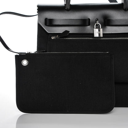 Hermes Military Toile Vache Hunter Herbag Zip PM 31 Black 7 of 8
