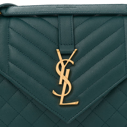 Saint Laurent Grain De Poudre Textured Mixed Matelasse Triquilt Medium Monogram Satchel Sea Turquoise 8 of 11