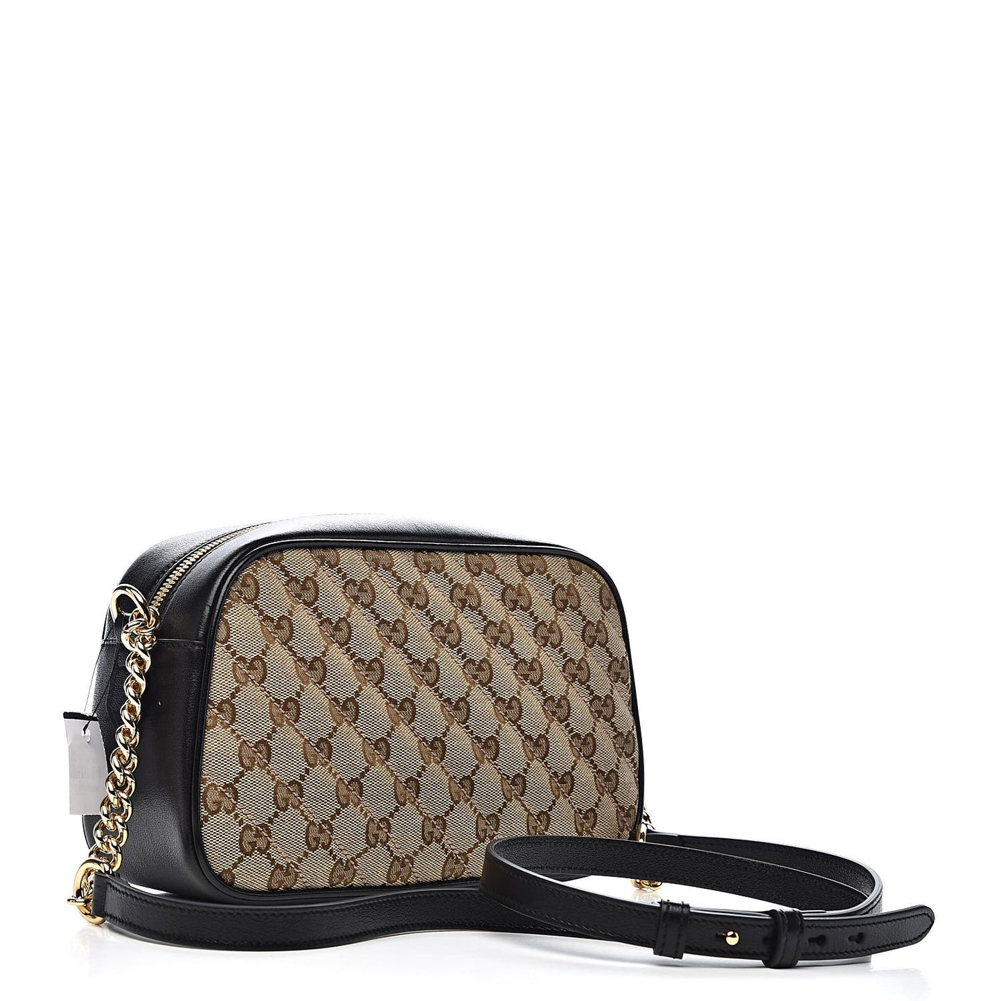 Monogram Matelasse Diagonal Small GG Marmont Chain Shoulder Bag Beige Black