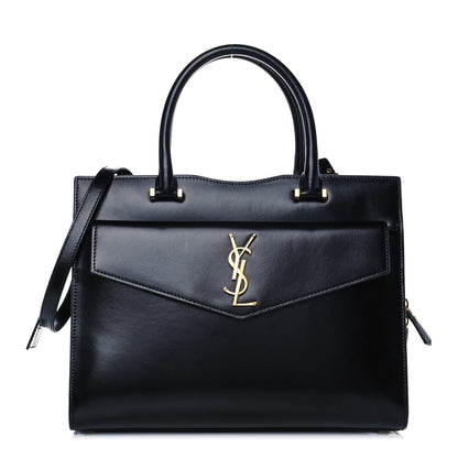 Saint Laurent Shiny Calfskin Medium Uptown Tote Black 1 of 14
