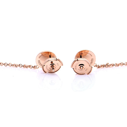 Hermes 18K Rose Gold Diamond Ex-Libris Earrings 3 of 6