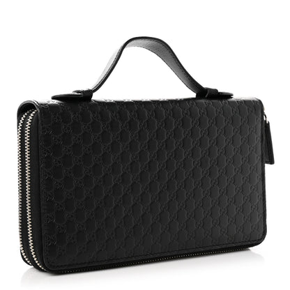 Gucci Microguccissima Zip Around Top Handle Travel Wallet Black 3 of 7