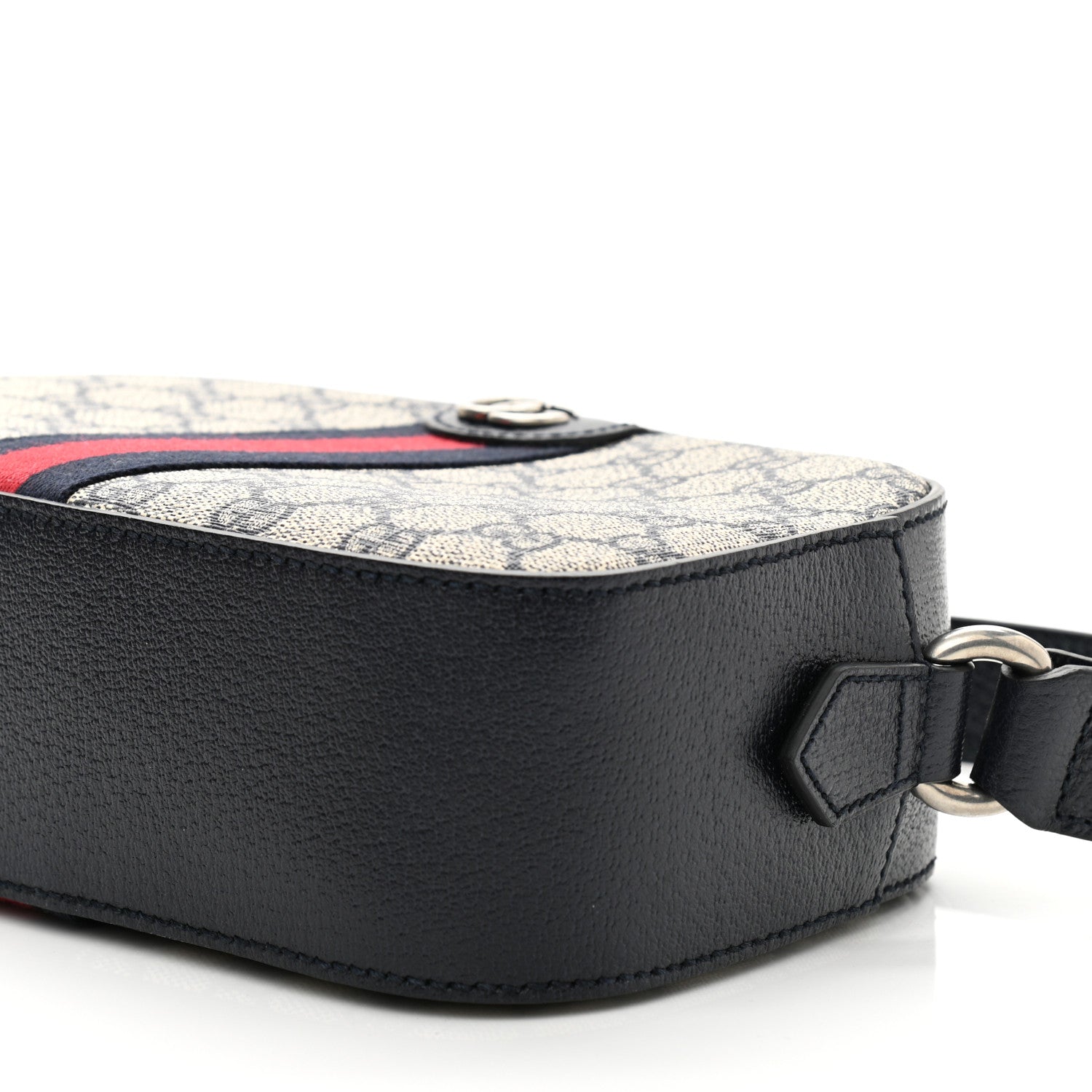 Gucci GG Supreme Monogram Textured Dollar Calfskin Web Small Ophidia Camera Bag Beige Blue 10 of 10