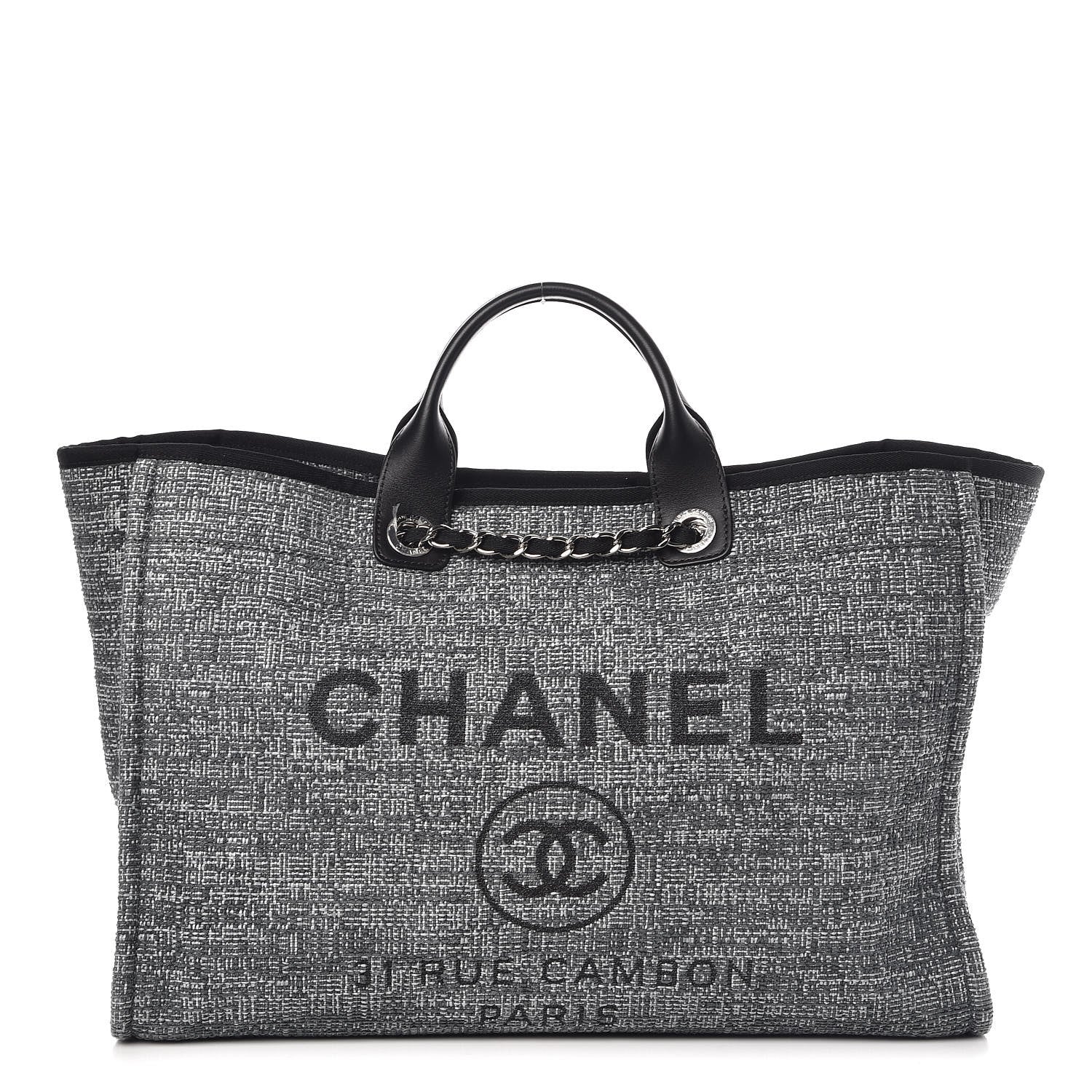 Chanel Canvas Large Deauville Tote Charcoal 1 of 10