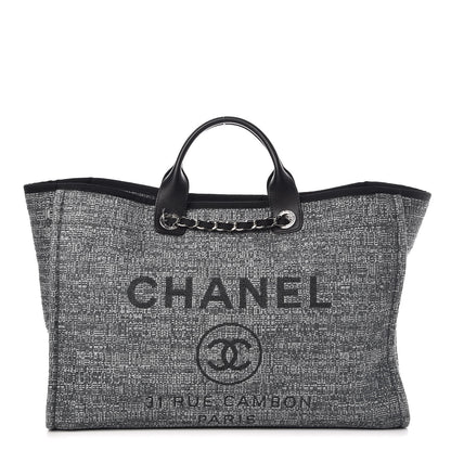 Chanel Canvas Large Deauville Tote Charcoal 1 of 10