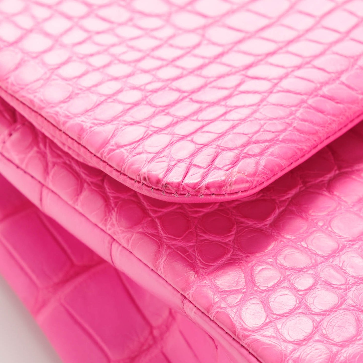 Matte Alligator Jumbo Double Flap Pink