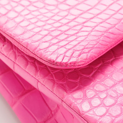 Chanel Matte Alligator Jumbo Double Flap Pink 9 of 12