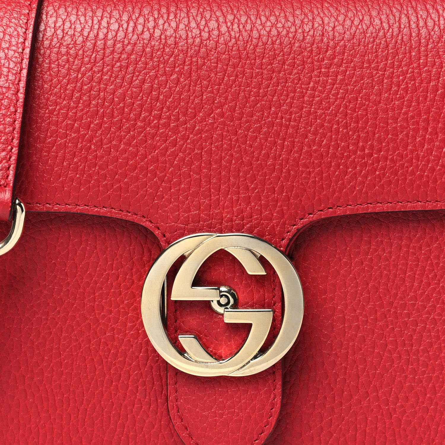 Gucci Dollar Calfskin Small Interlocking G Shoulder Bag Red 8 of 11