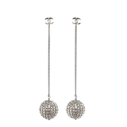 Chanel Crystal CC Drop Earrings Silver 1 of 5