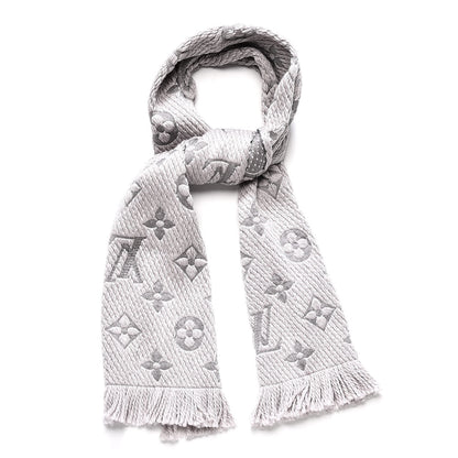 Louis Vuitton Wool Silk Logomania Scarf Pearl Grey 1 of 4