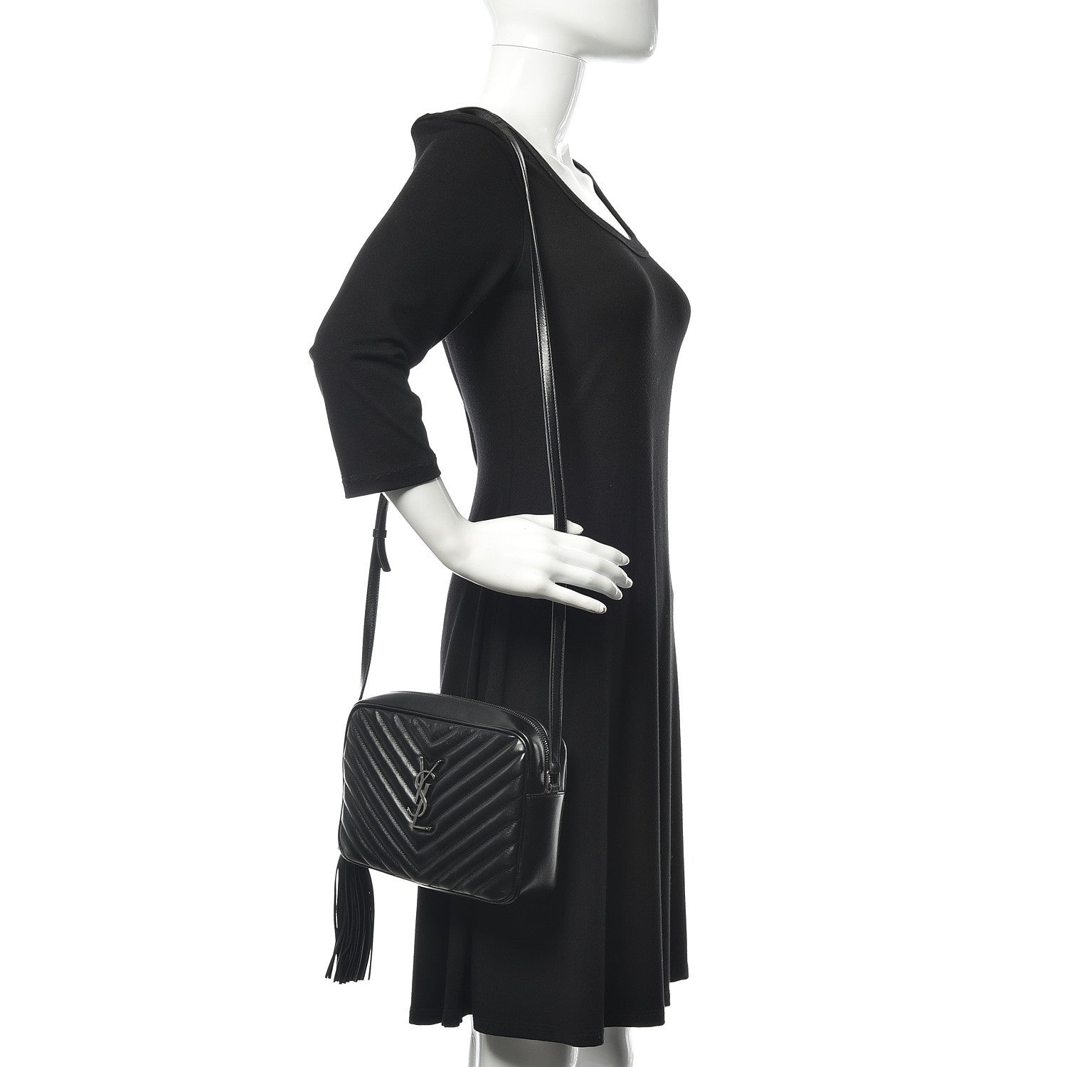 Saint Laurent Calfskin Matelasse Monogram Lou Camera Bag Black 2 of 14