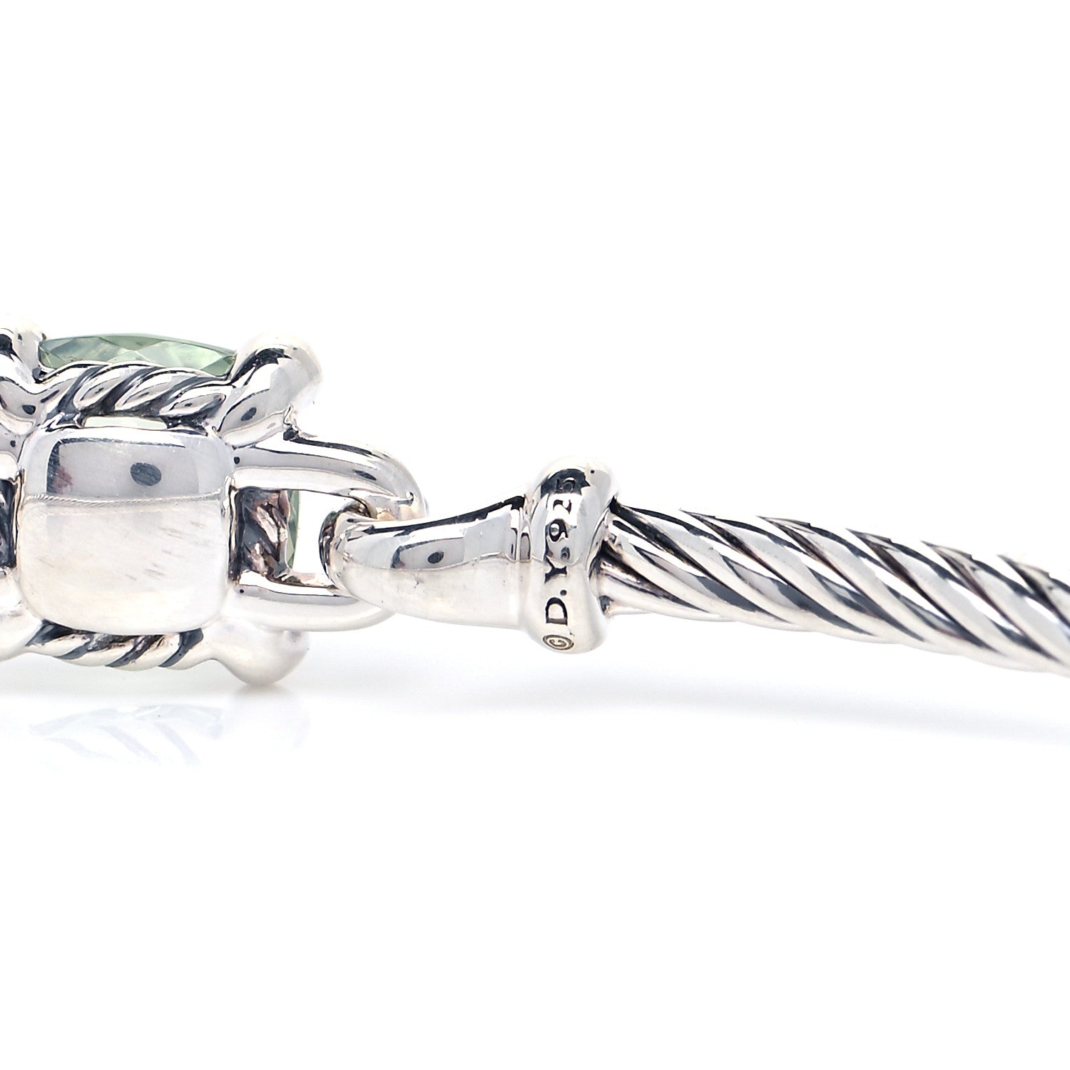 David Yurman Sterling Silver Prasiolite Diamond 8mm Chatelaine Bracelet 10 of 12