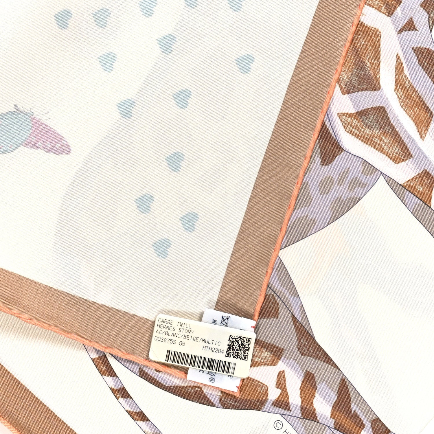 Hermes Silk Hermes Story Scarf 90 White Beige Multicolor 3 of 3