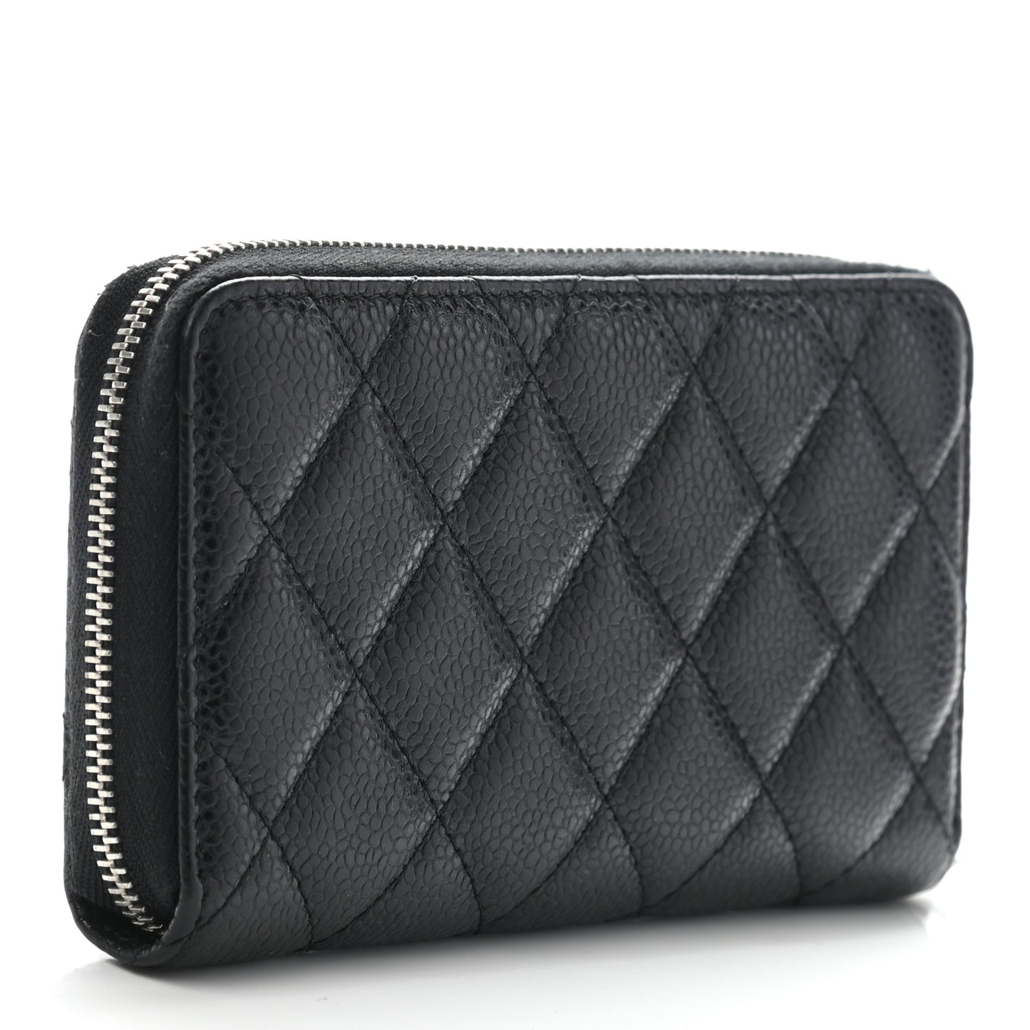 Caviar Quilted Medium Zip Around Wallet Black