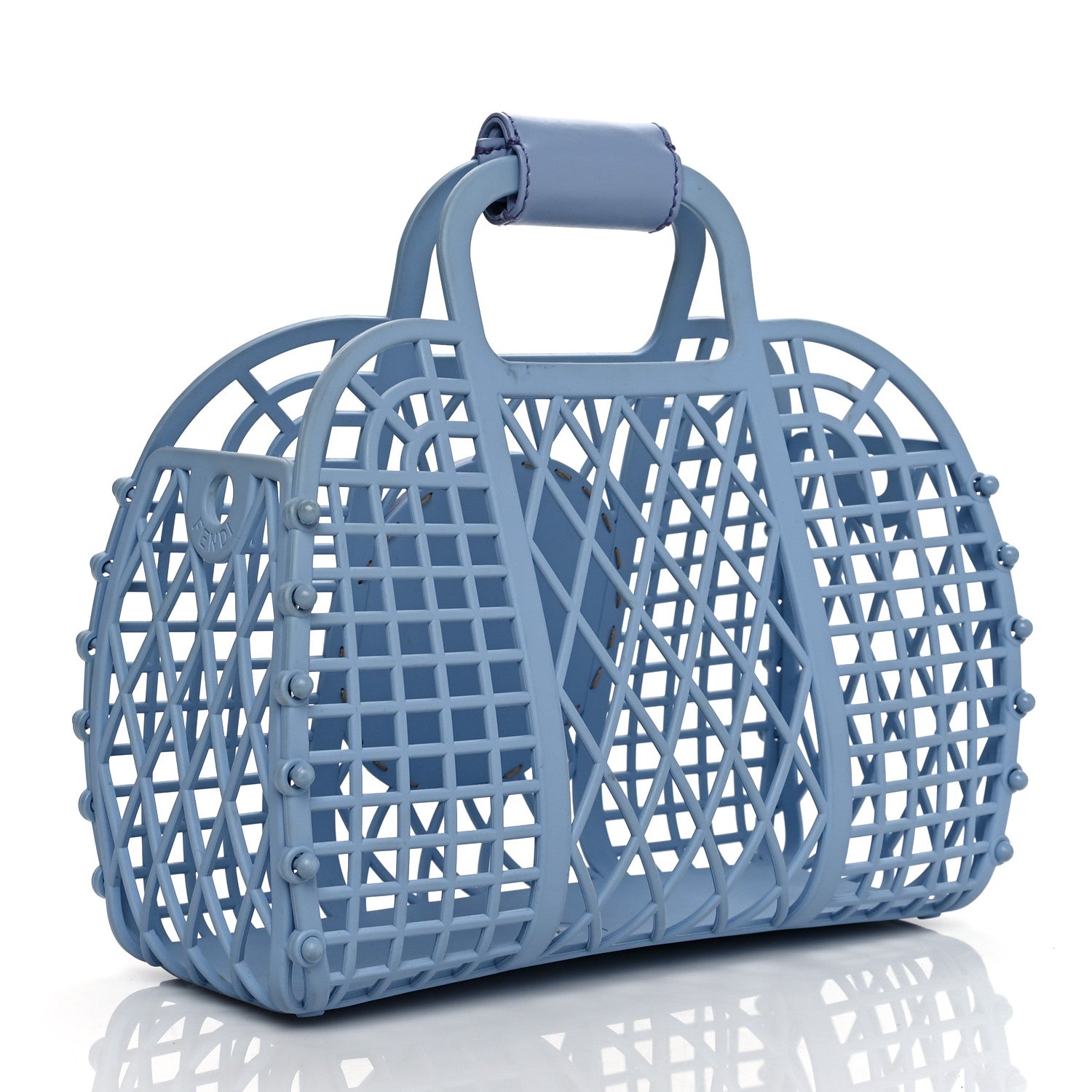 Fendi Recycled Plastic Vitello Liberty Matte Small Fendi Basket Light Blue 2 of 10
