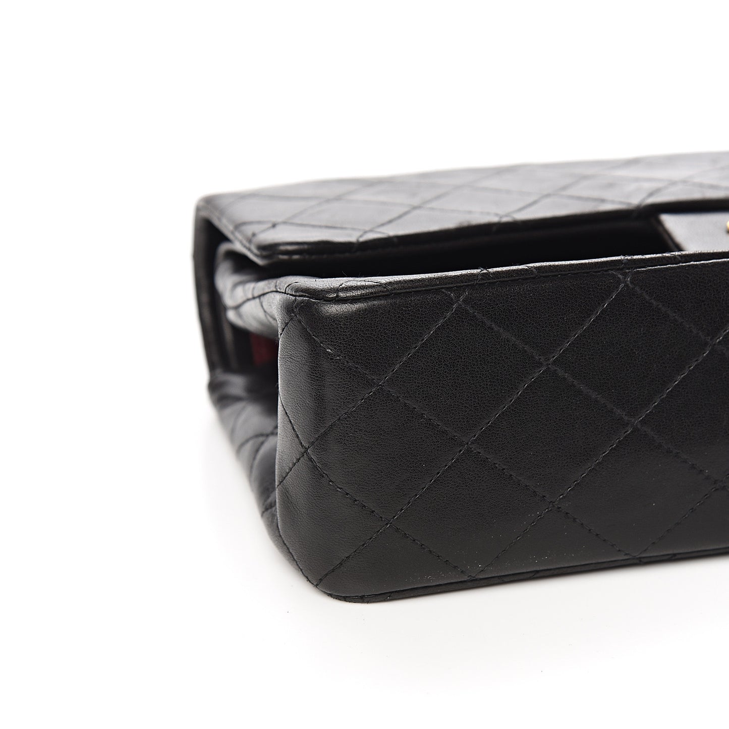 Lambskin Quilted Medium Double Flap Black