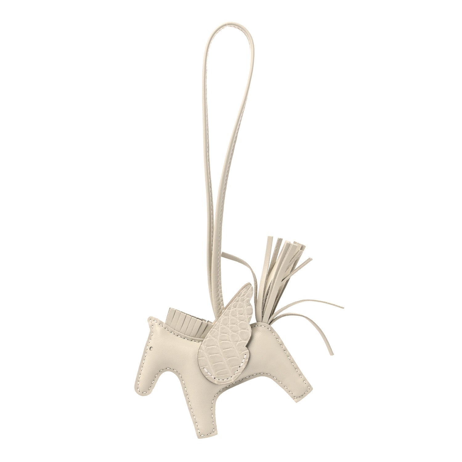 Hermes Milo Lambskin Matte Alligator Touch Grigri Rodeo Pegase Horse Bag Charm PM Craie 1 of 5
